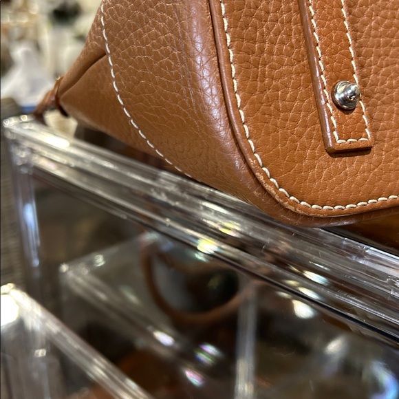 Dooney & Bourke Camel Leather Satchel with Mini Pouch & Key Fob 14”x 10” EUC - Picture 12 of 13